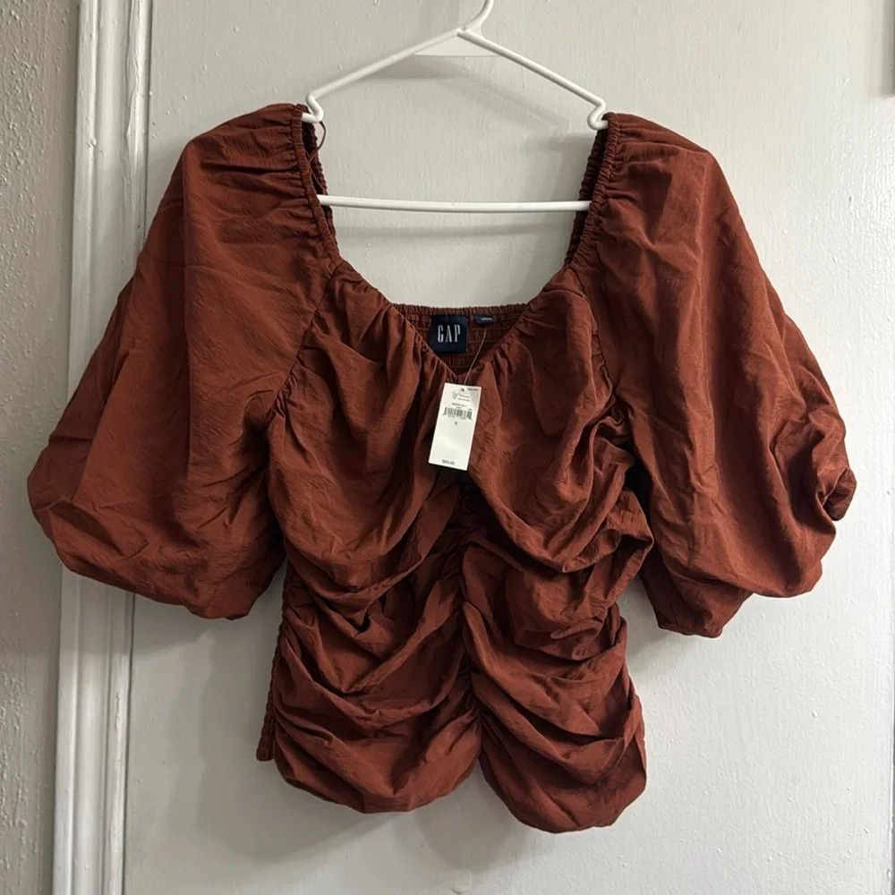 Gap Puff Sleeve Ruched Top NWT size Small - Picture 6 of 11